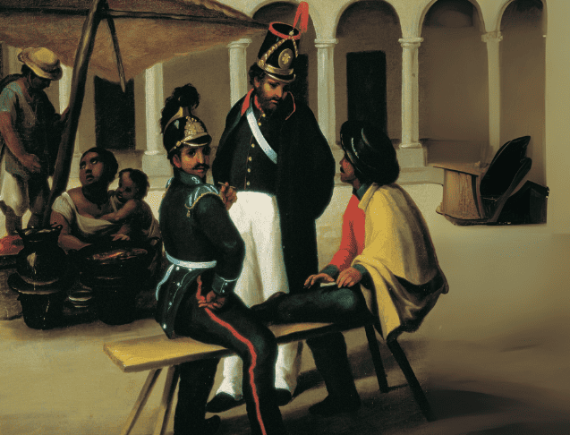 Escena popular de mercado (soldado)