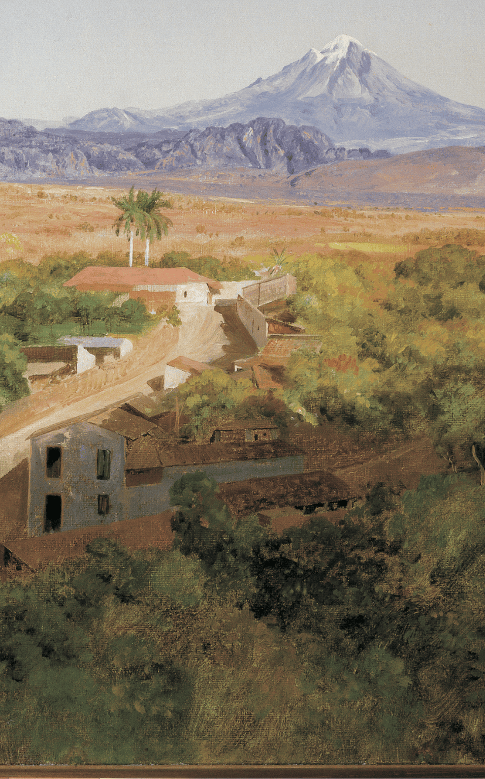 El Popocatépetl e Iztaccíhuatl tomados desde el corredor de la casa de Hernán Cortés en Cuernavaca