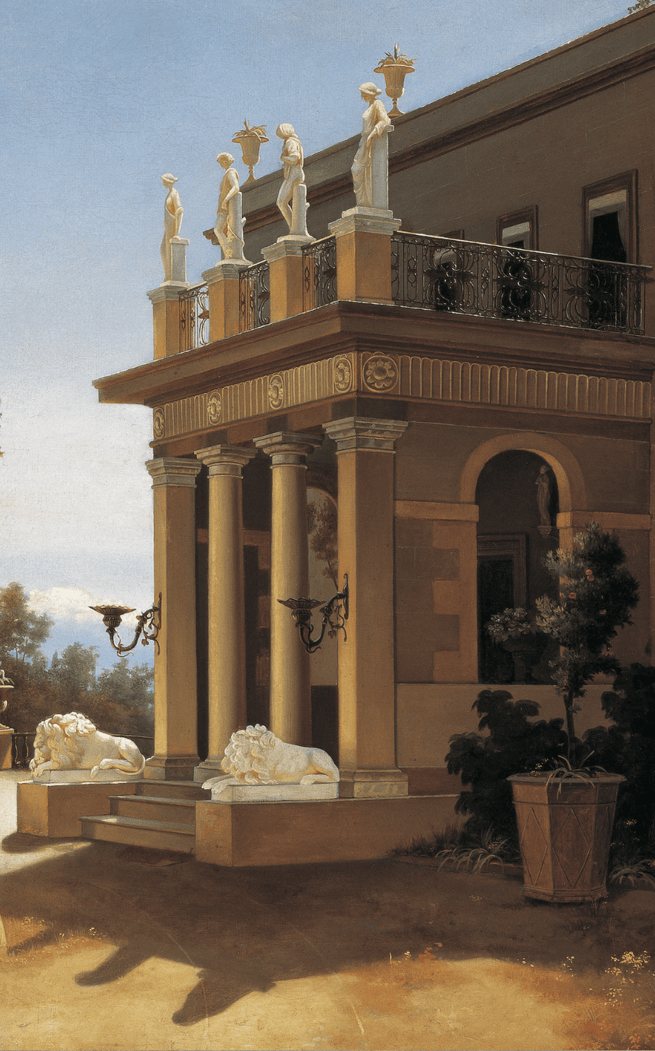 Vista del jardín del señor Escandón en Tacubaya