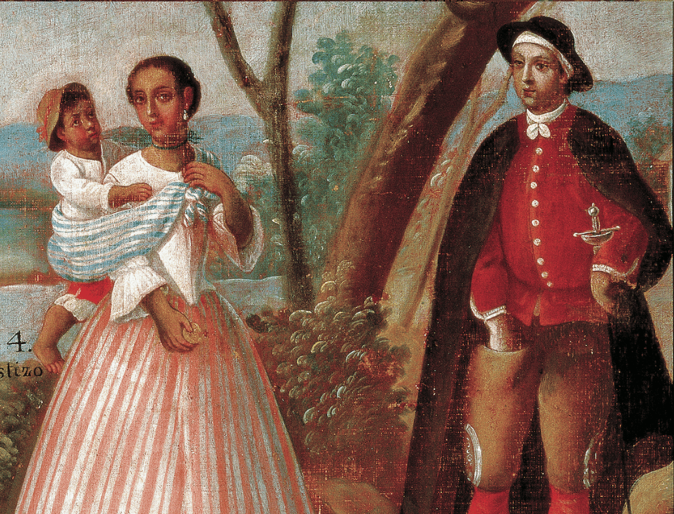 Casta Nº1: Español y Alvina produce Torna Atrás. Mestiza y Español produce Castizo