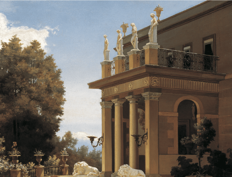 Vista del jardín del señor Escandón en Tacubaya